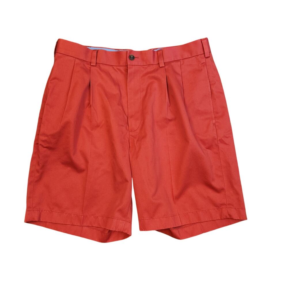 Brooks Brothers 346 Lightweight Advantage Chino Pleated Shorts Orange W35